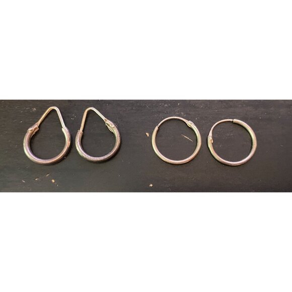 Sterling Silver Hoop & Leverback Earrings Set - Picture 1 of 5